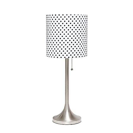 Simple Designs Tapered Table Lamp, 21"H, Polka Dot Shade/Brushed Nickel Base
