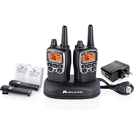 Midland X-TALKER T71VP3 Two-Way Radio - 36 Radio Channels - Upto 200640 ft - 121 Total Privacy Codes - Auto Squelch, Keypad Lock, Silent Operation, Low Battery Indicator, Hands-free - Water Resistant - AAA - Lithium Polymer (Li-Polymer) - Black, Silver