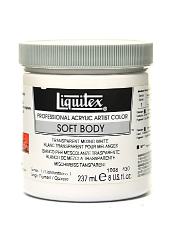 Liquitex Soft Body Professional Artist Acrylic Colors, 8 Oz, Transparent Mixing White