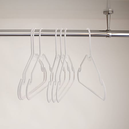 50-Pack White Plastic Hangers for Clothes -Space Saving Notched