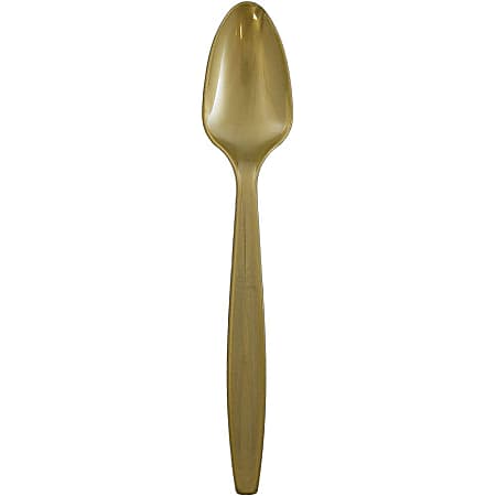 JAM PAPER Big Party Pack of Premium Plastic Spoons, Gold, 100 Disposable Spoons/Box 