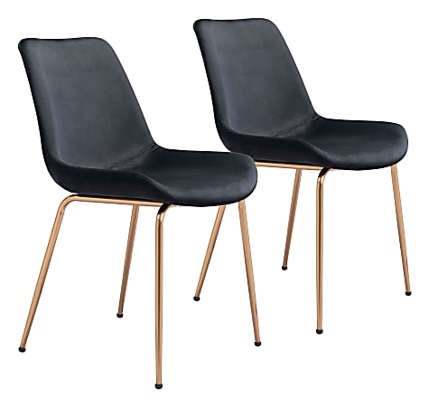 Zuo Modern Tony Dining Chairs, Black/Gold, Set Of 2 Chairs