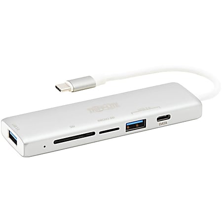 Eaton Tripp Lite Series USB-C Multiport Adapter, 2x USB-A and 1X USB-C Ports, Card Reader, USB 3.0, Silver - Docking station - USB-C 3.1/Thunderbolt 3