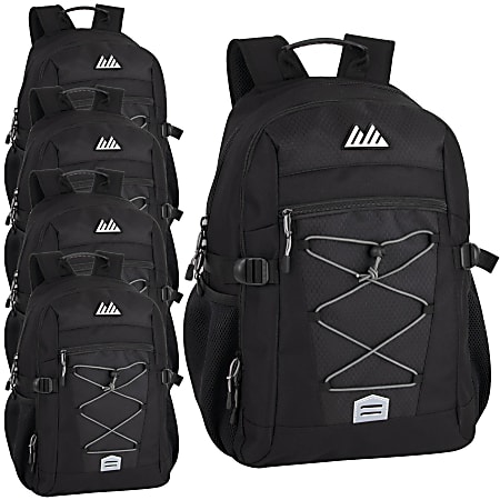 Trailmaker Casepack Bungee Backpacks, Black, Pack Of 24 Backpacks