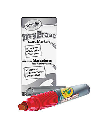 Crayola® Dry-Erase Markers, Chisel Tip, Red, Pack Of 12