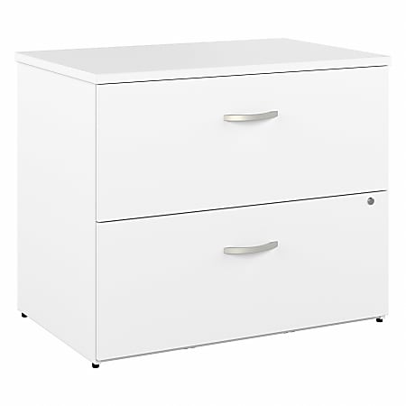 Bush® Business Furniture Hybrid 2-Drawer Lateral File Cabinet, White, Standard Delivery