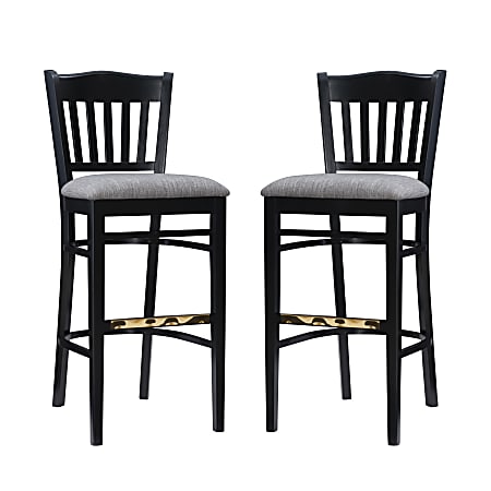 Linon Home Décor Products Marlette Upholstered Bar Stools, Black/Gray, Set Of 2 Stools