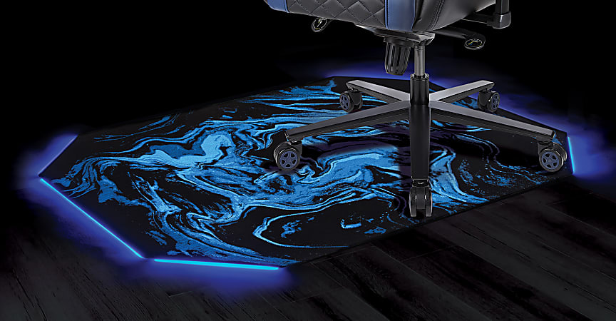 RS Gaming LED Gaming Chair Mat, 36" x 48", Black/Blue Swirl