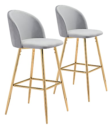 Zuo Modern Cozy Bar Chair, Gray/Gold