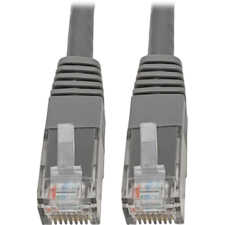 Tripp Lite Cat6 Cat5e Gigabit Molded Patch Cable RJ45 M/M 550MHz Gray 6ft - 128 MB/s - Patch Cable - 6 ft - N200006GY