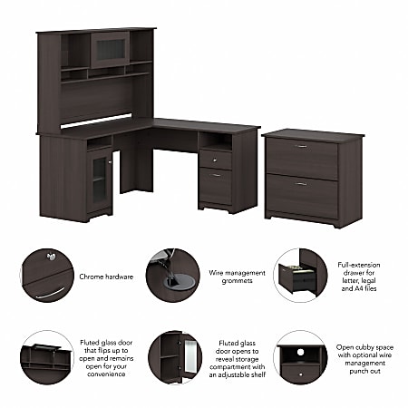 Bush furniture cabot l shaped computer desk in heather gray deals