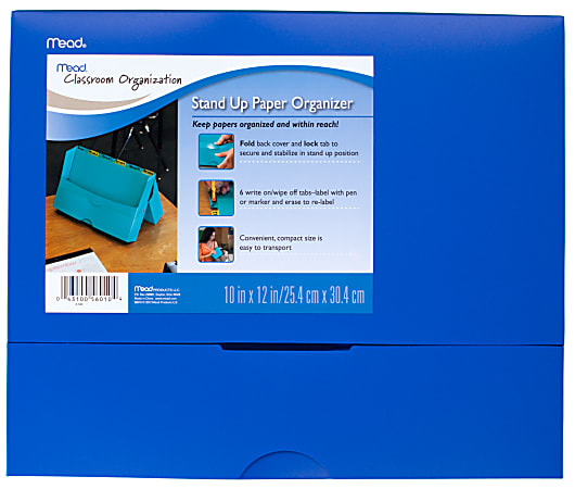 Mead® Stand Up Paper Organizer, 12" x 10" x 2", Blue