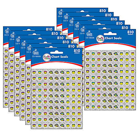 Carson Dellosa Education Chart Seals, Kind Vibes, 810 Seals Per Pack, Set Of 12 Packs