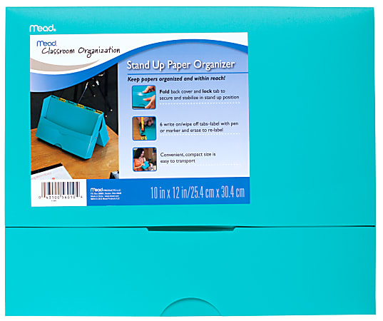 Mead® Stand Up Paper Organizer, 12" x 10" x 2", Teal