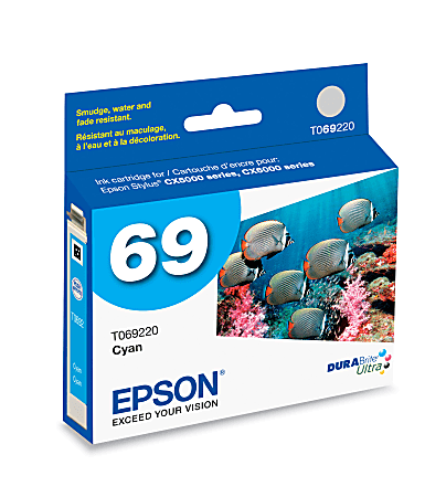 Epson® 69 DuraBrite® Ultra Cyan Ink Cartridge, T069220-S