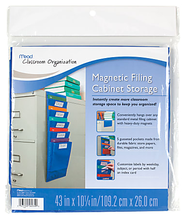 Mead® 5-Pocket Hanging File Cabinet Storage, 13" x 10-1/4" x 3/4", Blue