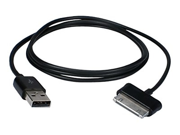 QVS - Charging / data cable - USB male to Samsung 30-pin Dock Connector male - 3.3 ft - black - for Samsung Galaxy Tab, Tab 10, Tab 2, Tab 3, Tab 7.0, Tab 7.7, Tab 8.9, Tab WiFi