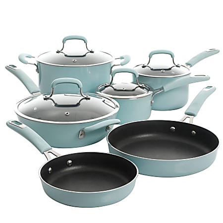 Martha Stewart Aluminum Cookware Set Mint - Office Depot