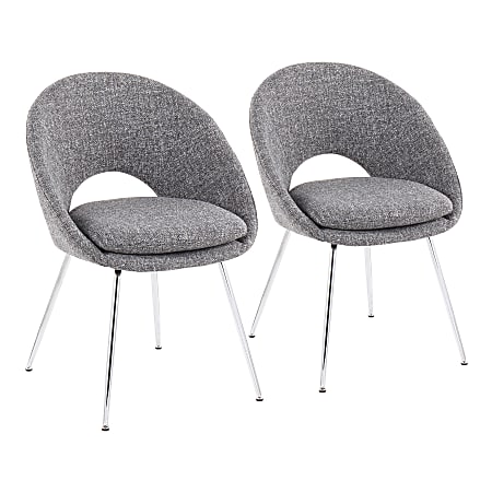 LumiSource Metro Chairs, Gray Noise/Chrome, Set Of 2 Chairs