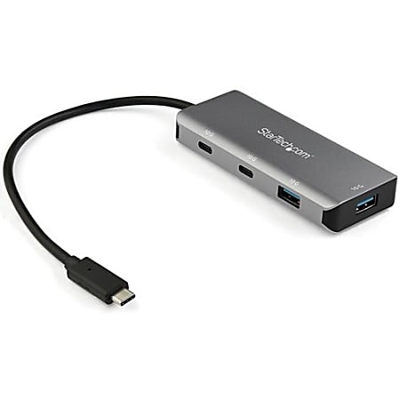 StarTech.com 4 Port USB C Hub With 9.8" Attached Host Cable