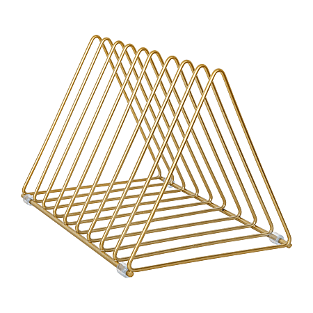 Martha Stewart Ryder Mesh Metal 9-Slot Triangle Magazine File Holder, 7"H x 10-1/4"W x 7"D, Gold
