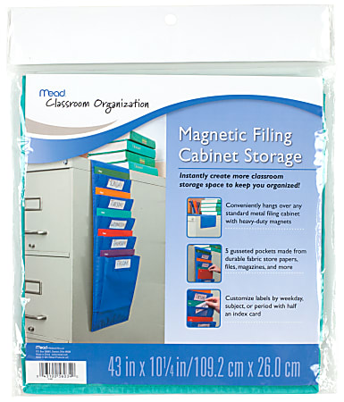 Mead® 5-Pocket Hanging File Cabinet Storage, 13" x 10-1/4" x 3/4", Teal