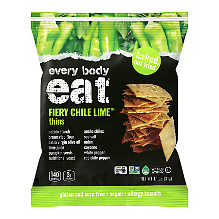 Every Body Eat Fiery Chile Lime Crackers, 1.1 Oz, Total Qty 20
