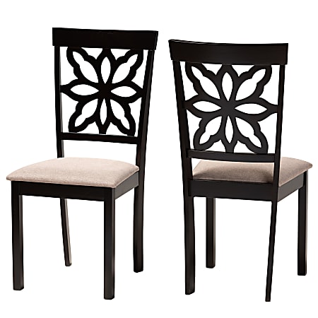 Baxton Studio Samwell Dining Chairs, Sand/Dark Brown, Set Of 2 Dining Chairs