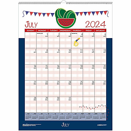 House of Doolittle Seasonal Academic Monthly Wall Calendar, 12" x 16-1/2", White/Blue, July 2021 to June 2022