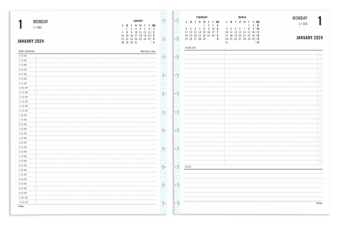 2024 TUL® Discbound Daily Planner Refill Pages, Half-Hourly Appointment Times, Letter Size, Fashion, January To December