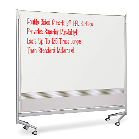 Balt® Best Rite® Mobile Dry-Erase Whiteboard Double-Sided Partition, 74" x 76" x 12", Aluminum Frame With Silver Finish