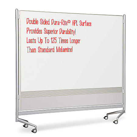 MooreCo Balt Best Rite Mobile Dry Erase Whiteboard Double Sided Partition, 74" x 76" x 12", Aluminum Frame With Silver Finish