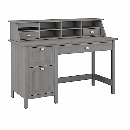 Bush Furniture Broadview 54"W Computer And Writing Desk With Drawers And Desktop Organizer, Modern Gray, Standard Delivery
