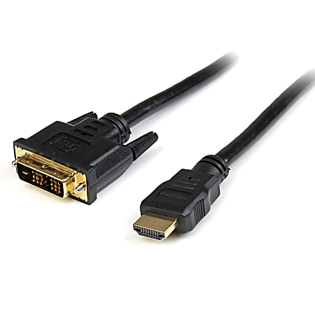 StarTech.com 3 ft HDMI to DVI-D Cable - M/M - 3 ft DVI/HDMI Video Cable for Video Device, TV, Projector, Satellite Receiver, Monitor - First End: 1 x HDMI Male Digital Audio/Video - Second End: 1 x DVI-D Male Digital Video - Shielding