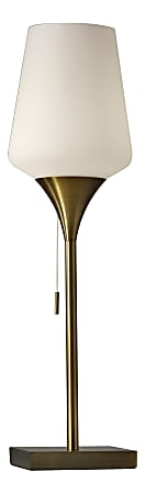 Adesso® Roxy Table Lamp, 24-1/2”H, White-Opal Shade/Antique-Brass Base
