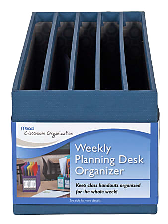 Mead® 5-Slot Desk Organizer, 5" x 12 1/4" x 6 1/2", Blue