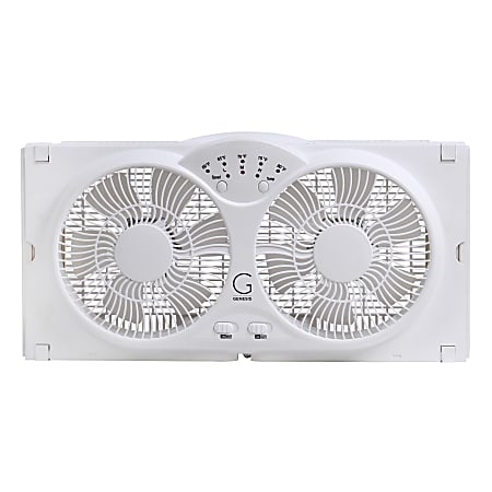 Genesis A1 High-Velocity 9" Window Fan With Thermostat, 12"H x 24"W x 4"D, White
