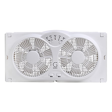 Genesis A1 High-Velocity 9" Window Fan With Thermostat, 12"H x 24"W x 4"D, White