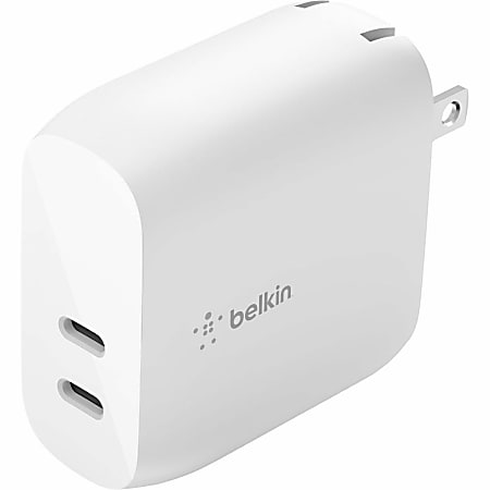 Belkin BoostCharge Dual USB-C Wall Charger, 40W, White, WCB006DQWH
