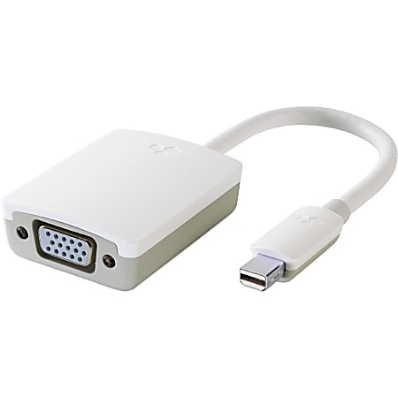 Kanex Mini DisplayPort to VGA Adapter - Mini DisplayPort/VGA Video Cable for Video Device, Projector, MacBook Pro, Tablet - First End: 1 x Mini DisplayPort Male Digital Audio/Video - Second End: 1 x HD-15 Female VGA - Supports up to 1920 x 1080 - White