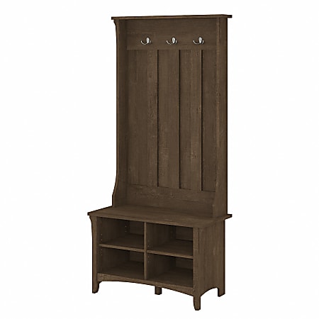 Bush® Furniture Salinas Hall Tree with Shoe Storage Bench, Ash Brown, Standard Delivery