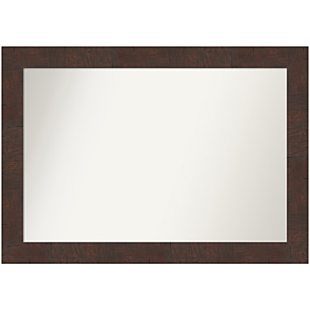 Amanti Art Non-Beveled Rectangle Framed Bathroom Wall Mirror, 29" x 41", Wildwood Brown