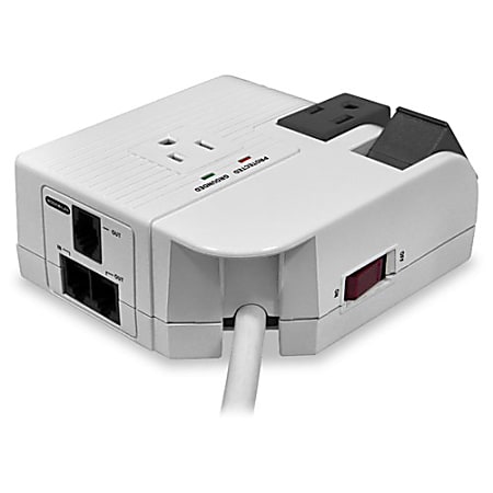 Compucessory 3-Outlet/2-USB Laptop Corner Surge Protector, 6' Cord, White, CCS28954