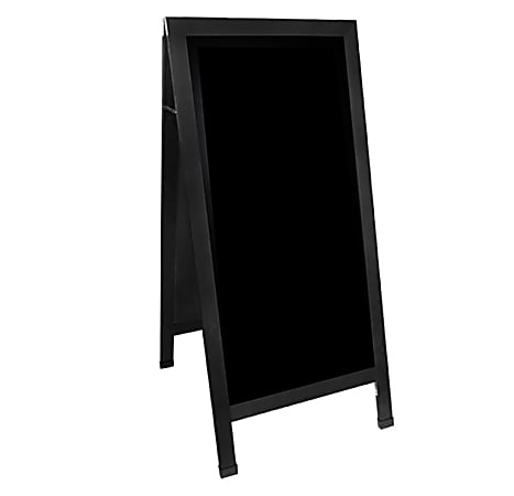 Excello Global Products Double-Sided A-Frame Magnetic Indoor/Outdoor Chalkboard Sign, Porcelain, 59” x 27”, Black Wood Frame