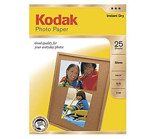 Kodak® Glossy Photo Paper, Letter Size (8 1/2" x 11"), 44 Lb, Pack Of 25 Sheets
