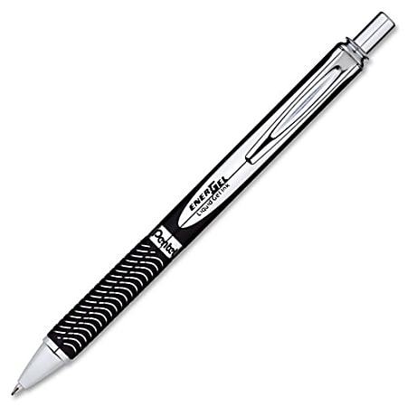 Pentel® EnerGel Alloy Retractable Gel Pen, Medium Point, 0.7 mm, Black Barrel, Black Ink