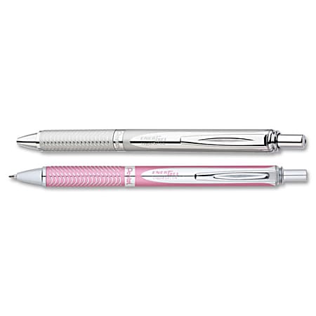 Pentel® EnerGel Alloy Retractable Gel Pen, Medium Point, 0.7 mm, Metallic Pink Barrel, Black Ink