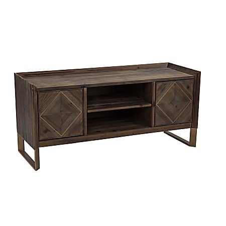SEI Furniture Astorland Media Console, 23”H x 50”W x 18”D, Brown/Antique Brass