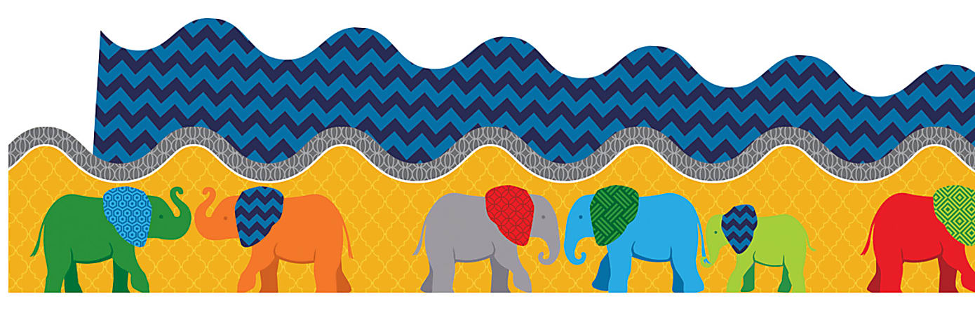 Carson-Dellosa 2-Sided Scalloped Borders, Parade Of Elephants, Multicolor, Grades Pre-K - 8, Pack Of 13