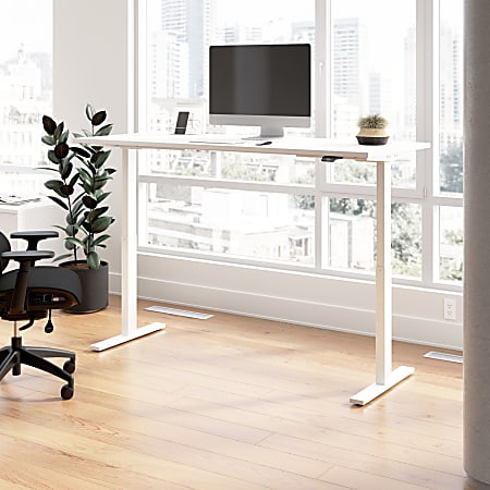 Bush Business Furniture Move 60 Series 72"W x 30"D Electric Height Adjustable Standing Desk, White/White Powder Coat, Standard Delivery